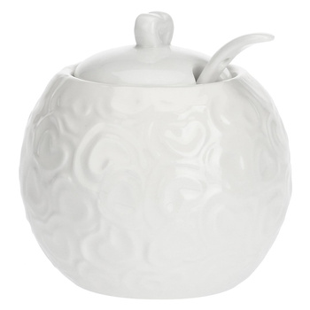 LA PORCELLANA BIANCA VALENTINO Zdobiona cukiernica z pokrywką i łyżeczką 270 ml